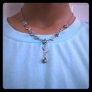 Blue rose necklace